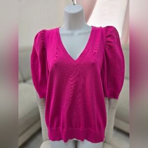 DKNY Fuchsia V-Neck Sweater